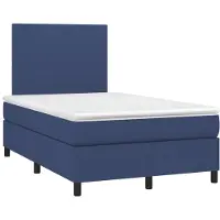 Syfax Cama box spring con colchón tela azul 120x200 cm