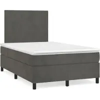 Syfax Cama box spring con colchón terciopelo gris oscuro 120x200 cm