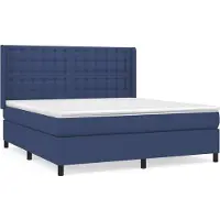 Syfax Cama box spring con colchón tela azul 160x200 cm