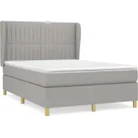 Syfax Cama box spring con colchón tela gris claro 140x190 cm