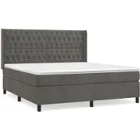 Syfax Cama box spring con colchón terciopelo gris oscuro 180x200 cm