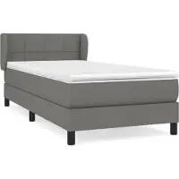 Syfax Cama box spring con colchón tela gris oscuro 100x200 cm