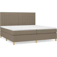 Syfax Cama box spring con colchón tela gris taupe 200x200 cm