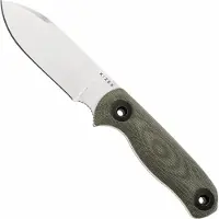 Kizer Cutlery Drop Bear Fix 3, 1101A2, Satin Sandvik 14C28N, Green Micarta, cuchillo de bushcraft, diseño de Azo