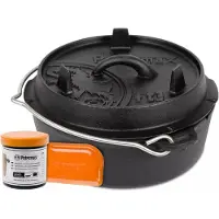 Petromax Dutch Oven ft3 con compuesto de mantenimiento y raspador de sartén