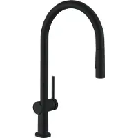 Hansgrohe Grifo de cocina Talis, con ducha extraíble, acabado negro mate, sistema sBox, con dos tipos de chorro y ducha extraíble