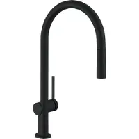 Hansgrohe Grifo de cocina Talis, con caño extraíble y sistema sBox, color negro mate. 1 chorro