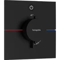 Hansgrohe Kit de montaje prefabricado para termostato de ducha ShowerSelect Comfort E, acabado mate negro