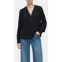 Closed V-neck Blouse Shirt Black Talla: XS | Manga Larga Outlet | Mujer | Negro