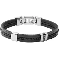 Fossil Pulsera gris plateado / negro