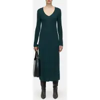 Closed Long Sleeve Rib Dress Pini Green Talla: S | Vestidos Maxi Outlet | Mujer | Verde