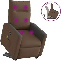 Syfax Silla de masaje reclinable de pie de tela marrón