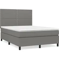 Syfax Cama box spring con colchón tela gris oscuro 140x190 cm