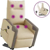 Syfax Silla de masaje reclinable de pie de tela color crema