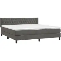 Syfax Cama box spring con colchón terciopelo gris oscuro 180x200 cm