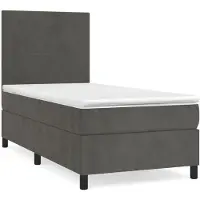 Syfax Cama box spring con colchón terciopelo gris oscuro 90x190 cm