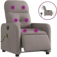Syfax Sillón reclinable de masaje eléctrico tela gris taupe