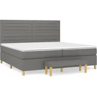 Syfax Cama box spring con colchón tela gris oscuro 200x200 cm