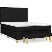 Syfax Cama box spring con colchón tela negro 140x190 cm