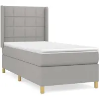 Syfax Cama box spring con colchón tela gris claro 80x200 cm