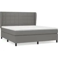 Syfax Cama box spring con colchón tela gris oscuro 160x200 cm