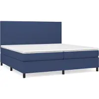 Syfax Cama box spring con colchón tela azul 200x200 cm