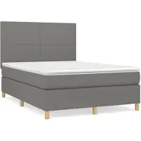 Syfax Cama box spring con colchón tela gris oscuro 140x200 cm