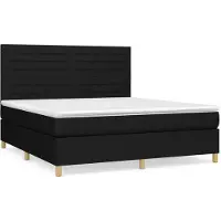 Syfax Cama box spring con colchón tela negro 160x200 cm