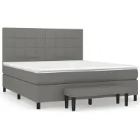 Syfax Cama box spring con colchón tela gris oscuro 180x200 cm