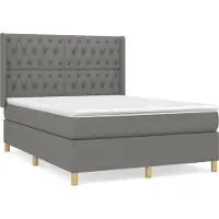 Syfax Cama box spring con colchón tela gris oscuro 140x190 cm