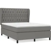 Syfax Cama box spring con colchón tela gris oscuro 140x190 cm