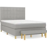 Syfax Cama box spring con colchón tela gris claro 140x190 cm