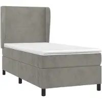 Syfax Cama box spring con colchón terciopelo gris claro 100x200 cm