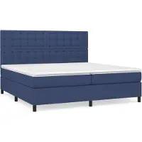 Syfax Cama box spring con colchón tela azul 200x200 cm