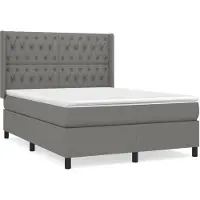 Syfax Cama box spring con colchón tela gris oscuro 140x190 cm