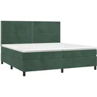 Syfax Cama box spring con colchón terciopelo verde oscuro 200x200 cm