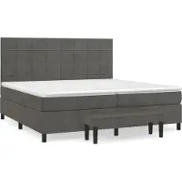 Syfax Cama box spring con colchón terciopelo gris oscuro 200x200 cm