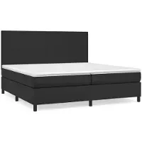 Syfax Cama box spring con colchón cuero sintético negro 200x200 cm