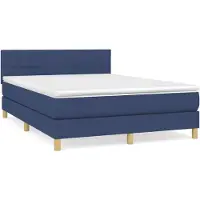 Syfax Cama box spring con colchón tela azul 140x190 cm