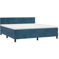 Syfax Cama box spring con colchón terciopelo azul oscuro 180x200 cm