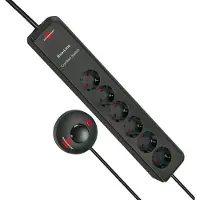 Brennenstuhl Eco-Line, regleta de enchufes con interruptor, 6 enchufes, color antracita, 2 metros, cable H05VV-F 3G1,5, número de artículo 1159450616