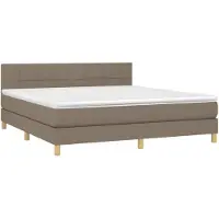 Syfax Cama box spring con colchón tela gris taupe 180x200 cm