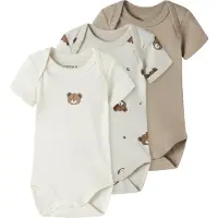 Name it - Kid's Body S/S Pumice Bear 3-Pack - Ropa interior de diario size 98, blanco