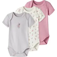 Name it - Kid's Body S/S Flower 3-Pack - Ropa interior de diario size 74, gris
