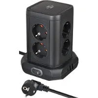 Brennenstuhl 1153560010: Torre de enchufes , 8 tomas, con 2 puertos USB-A y 1 puerto USB-C, color negro