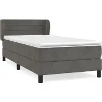 Syfax Cama box spring con colchón terciopelo gris oscuro 80x200 cm