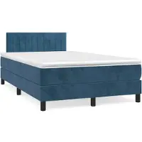 Syfax Cama box spring con colchón terciopelo azul oscuro 120x200 cm