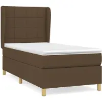 Syfax Cama box spring con colchón tela marrón oscuro 90x190 cm