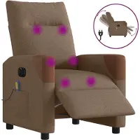 Syfax Sillón reclinable de masaje eléctrico tela marrón