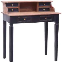 Syfax Escritorio con cajones madera maciza de caoba 90x50x101 cm